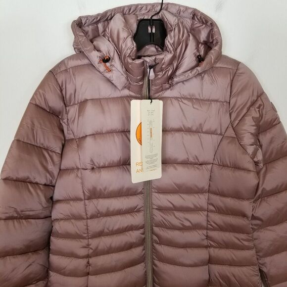 Save the Duck Women Reese Hooded Puffer Jacket Sz S Rose Insulated Zip Up Mid - Picture 2 of 11